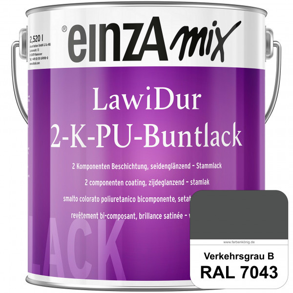 einzA LawiDur 2-K-PU-Buntlack - Seidenglanz (RAL 7043 Verkehrsgrau B)