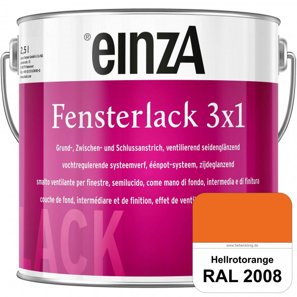 einzA Fensterlack 3 x 1 (RAL 2008 Hellrotorange) wetterbeständiger & seidenglänzender Fensterlack