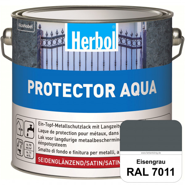 Protector Aqua (RAL 7011 Eisengrau) Lack für Eisen, Stahl und NE-Metalle (Innen&Außen)