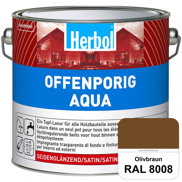 Offenporig Aqua (RAL 8008 Olivbraun) Wasserverdünnbar & hochwertige Ein-Topf-Holzlasur - Feuchteschu