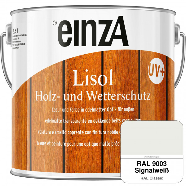 einzA Lisol Holz- und Wetterschutz Lasur und Farbe (RAL 9003 Signalweiß)