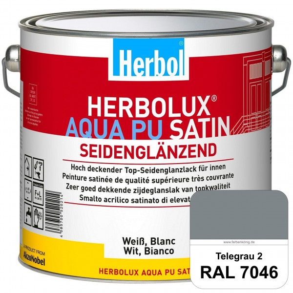 Herbolux Aqua PU Satin (RAL 7046 Telegrau 2) Wasserverdünnbarer Top-PU-Seidenglanzlack (Innen)