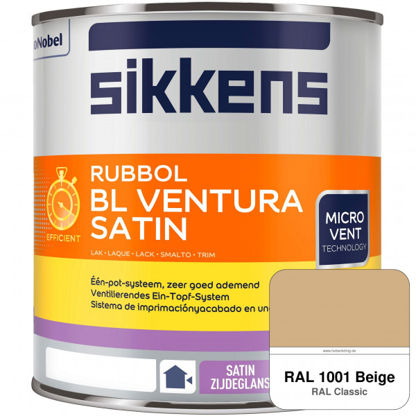 Rubbol BL Ventura Satin NEU (RAL 1001 Beige) Seidenglanzlack (wasserbasiert) Fenster außen