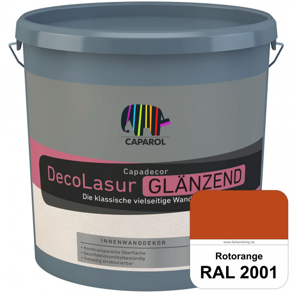 Capadecor DecoLasur Glänzend (RAL 2001 Rotorange) Glänzende Lasurfarbe auf Dispersionsbasis (innen)