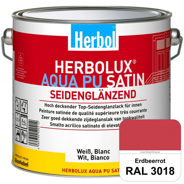 Herbolux Aqua PU Satin (RAL 3018 Erdbeerrot) Wasserverdünnbarer Top-PU-Seidenglanzlack (Innen)