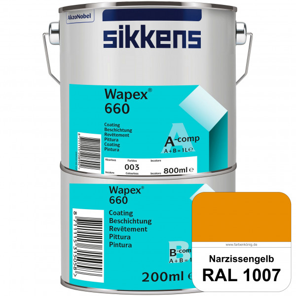 Wapex 660 Set (RAL 1007 Narzissengelb) seidenglänzende 2K-Epoxidharzlack für Böden & Wände (innen)