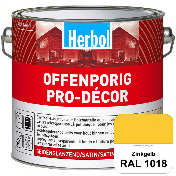 Herbol Offenporig Pro-Décor (RAL 1018 Zinkgelb) Hochwertige Ein-Topf-Holzlasur mit 2-Phasen-UV-Schut