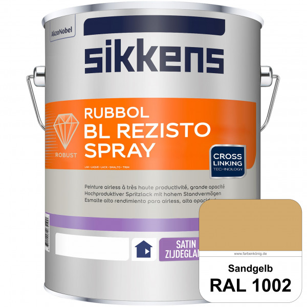 Rubbol BL Rezisto Spray (RAL 1002 Sandgelb) Hochwertiger, strapazierfähiger Airlesslack für (innen)