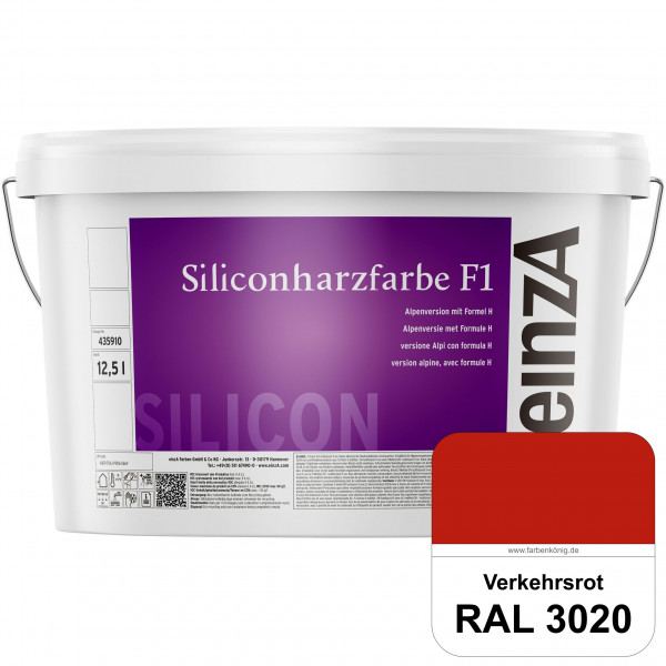 einzA Siliconharzfarbe F1 (RAL 3020 Verkehrsrot) Universal Siliconharz-Fassadenfarbe, kalkmatt, wett