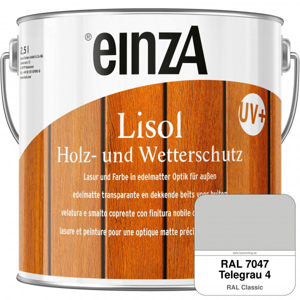 einzA Lisol Holz- und Wetterschutz Lasur und Farbe (RAL 7047 Telegrau 4)