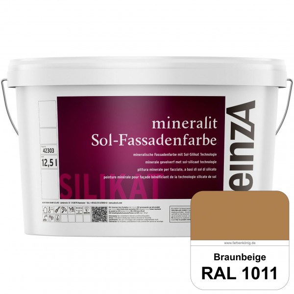 einzA mineralit Sol Fassadenfarbe (RAL 1011 Braunbeige) mineralische Fassadenfarbe mit Sol-Silikat T