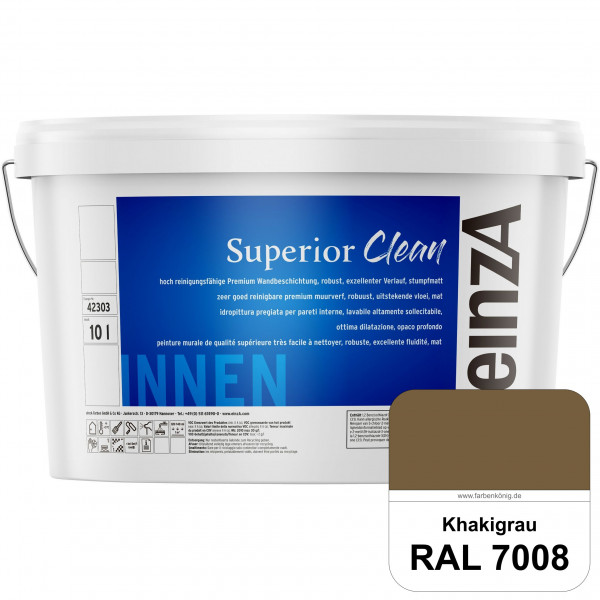 einzA Superior Clean (RAL 7008 Khakigrau) Hoch reinigungsfähige, stumpfmatte Premium-Wandbeschichtun