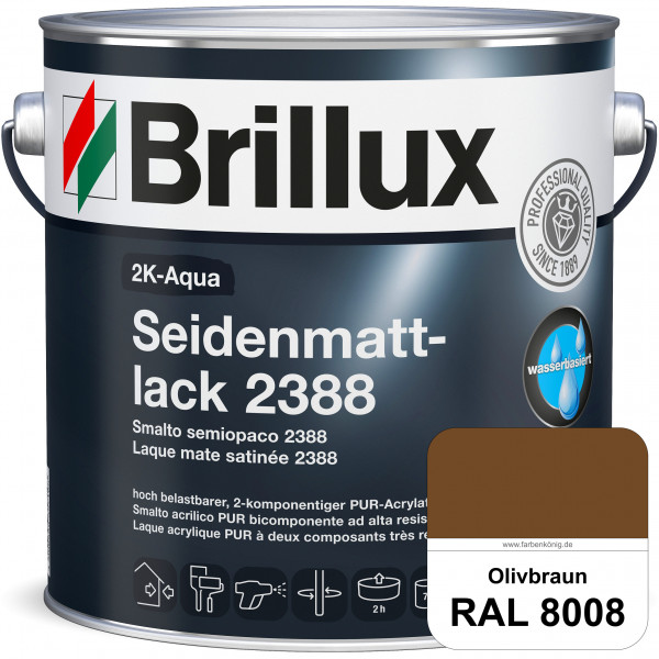 2K-Aqua Seidenmattlack 2388 (RAL 8008 Olivbraun) mechanisch und chemisch hoch belastbar für außen &