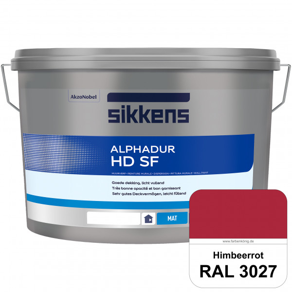 Alphadur HD SF (RAL 3027 Himbeerrot) matte hochdeckende waschbeständige Innenwandfarbe