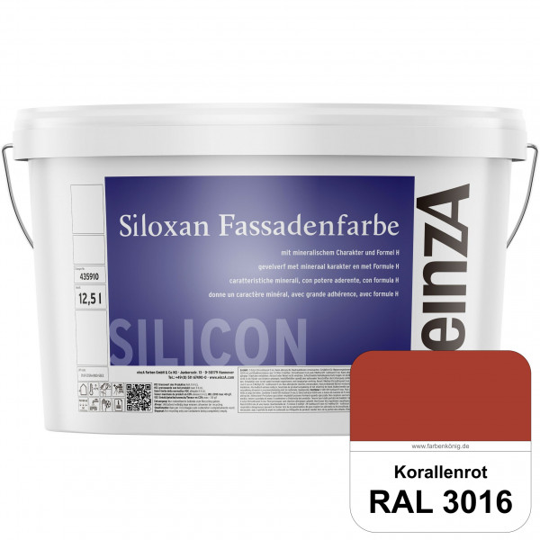 einzA Siloxan Fassadenfarbe (RAL 3016 Korallenrot) Siliconvergütete Fassadenfarbe