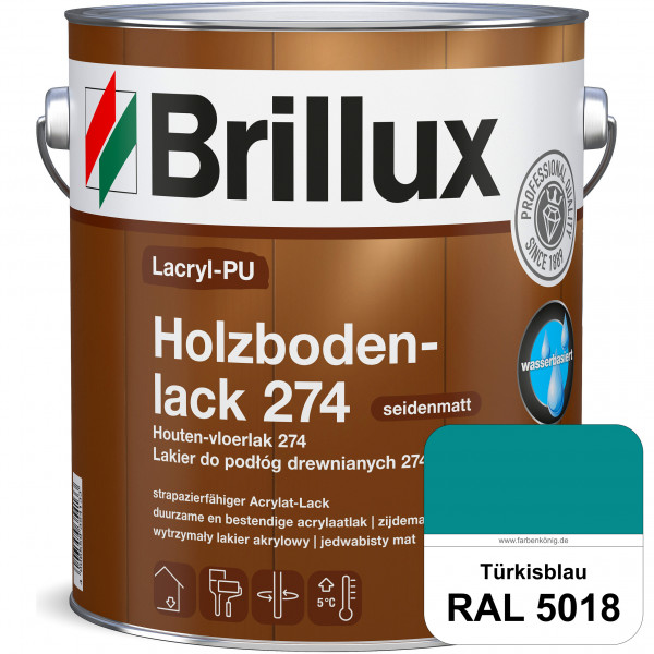 Lacryl-PU Holzbodenlack 274 (RAL 5018 Türkisblau) hochwertige & widerstandsfähige, deckende Versiege
