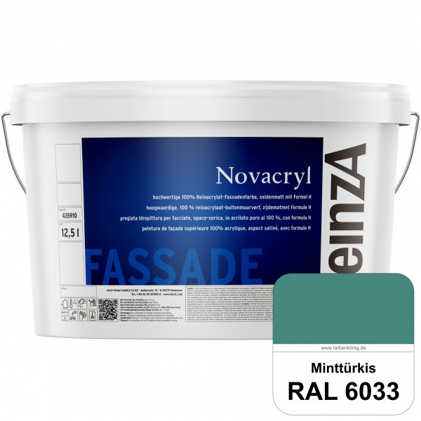 einzA Novacryl (RAL 6033 Minttürkis) Reinacrylat-Fassadenfarbe, seidenmatt