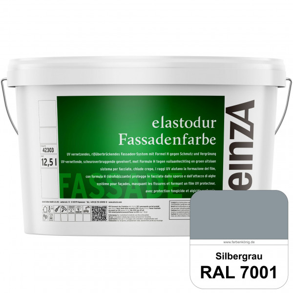 einzA elastodur Fassadenfarbe (RAL 7001 Silbergrau) UV-vernetzendes & rissüberbrückendes Fassadenfar
