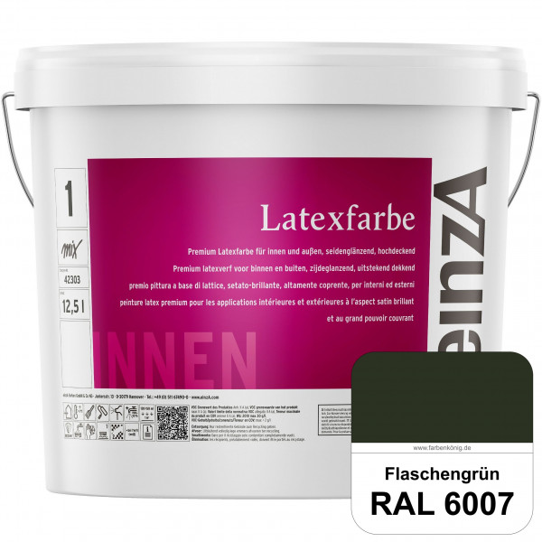 einzA Latexfarbe Premium (RAL 6007 Flaschengrün) Hochwertige scheuerbeständige seidenglänzende Latex