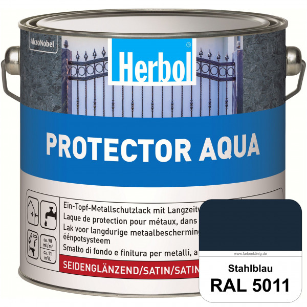 Protector Aqua (RAL 5011 Stahlblau) Lack für Eisen, Stahl und NE-Metalle (Innen&Außen)