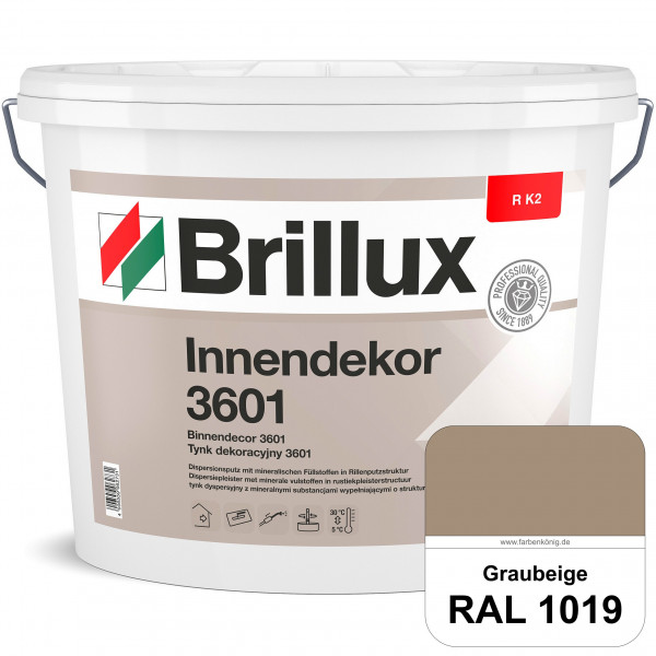 Innendekor ELF R K2 3601 (RAL 1019 Graubeige) Rillenputz zur Erzielung dekorativer und strapazierfäh