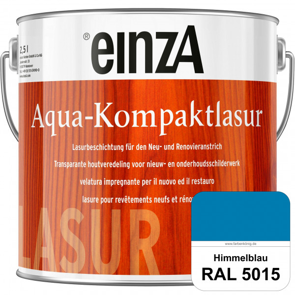 einzA Aqua-Kompaktlasur (RAL 5015 Himmelblau) wasserverdünnbare & feuchtigkeitsregulierende Lasurbes