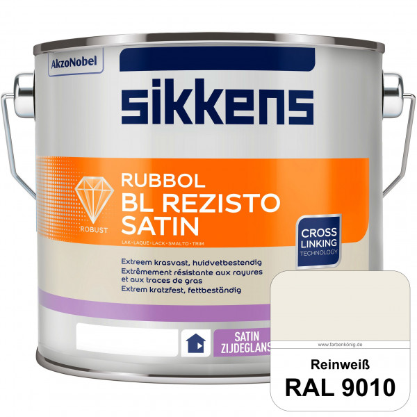 Rubbol BL Rezisto Satin (RAL 9010 Reinweiß) seidenglänzender und strapazierfähiger Lack (wasserbasie