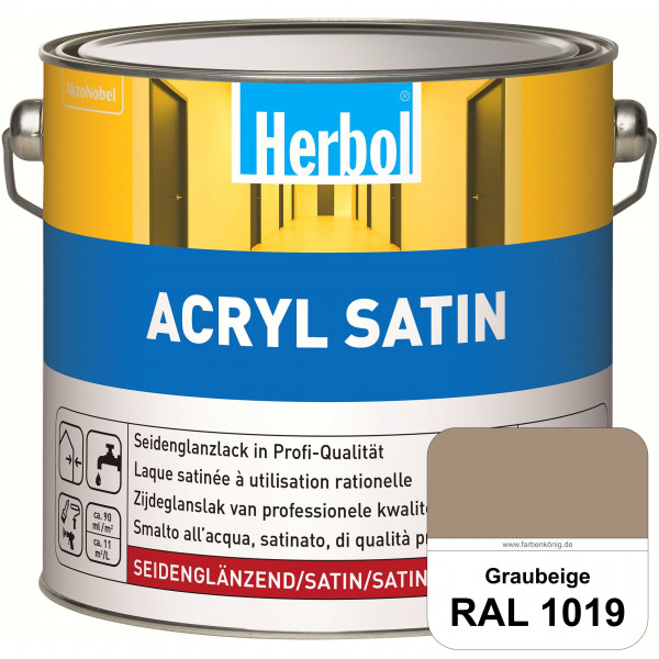 Acryl Satin (RAL 1019 Graubeige) wasserverdünnbarer seidenglänzender Lack (Innen & Außen)