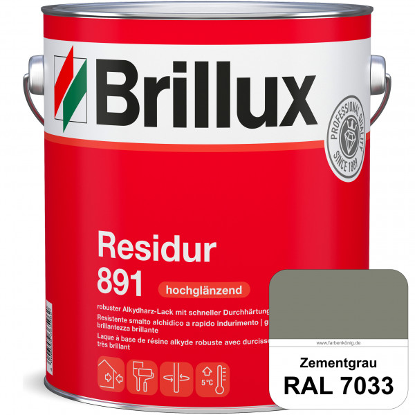 Residur 891 (RAL 7033 Zementgrau) widerstandsfähige, schnell trocknender Lack für grundierte Metallb