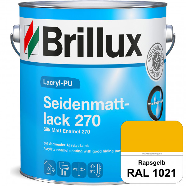 Lacryl-PU Seidenmattlack 270 (RAL 1021 Rapsgelb) PU-verstärkt (wasserbasiert) für außen und innen