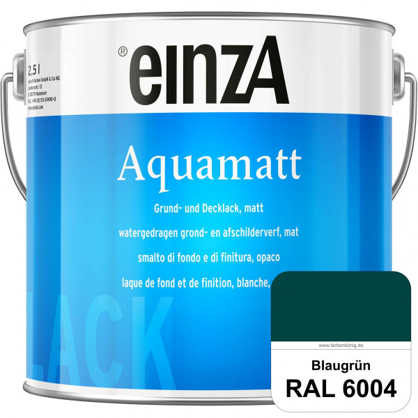 einzA Aquamatt (RAL 6004 Blaugrün) Wasserverdünnbare Vorstreichfarbe & matte Lackfarbe