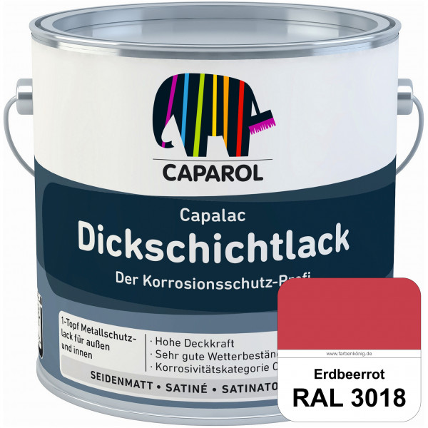 Capalac Dickschichtlack (RAL 3018 Erdbeerrot) 1-Topf Metallschutzlack (löselmittelhaltig) innen & au