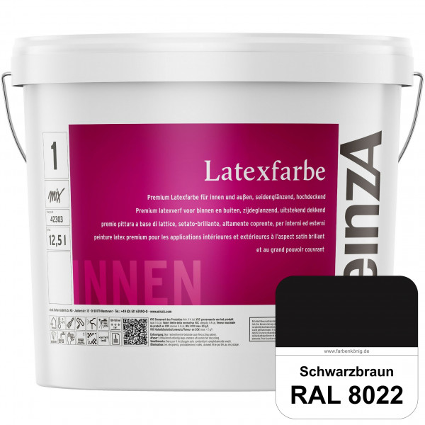 einzA Latexfarbe Premium (RAL 8022 Schwarzbraun) Hochwertige scheuerbeständige seidenglänzende Latex