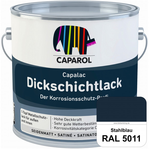 Capalac Dickschichtlack (RAL 5011 Stahlblau) 1-Topf Metallschutzlack (löselmittelhaltig) innen & auß