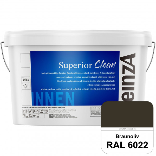 einzA Superior Clean (RAL 6022 Braunoliv) Hoch reinigungsfähige, stumpfmatte Premium-Wandbeschichtun