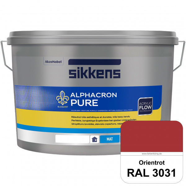 Alphacron Pure (RAL 3031 Orientrot) Edelmatte & hochertige Premium Wandfarbe für glatte Untergründe.