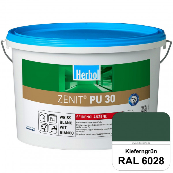 Zenit PU 30 (RAL 6028 Kieferngrün) seidenglänzende und strapazierfähige PU-Wandfarbe
