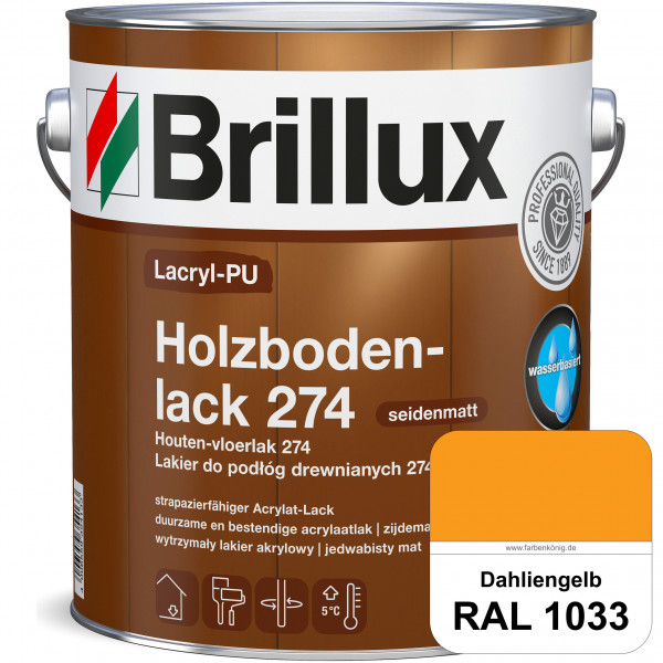 Lacryl-PU Holzbodenlack 274 (RAL 1033 Dahliengelb) hochwertige & widerstandsfähige, deckende Versieg