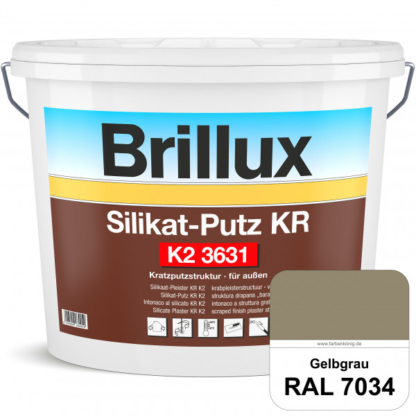Silikat-Putz KR K2 3631 (RAL 7034 Gelbgrau) Dekorativer Kratzputz auf Silikatbasis