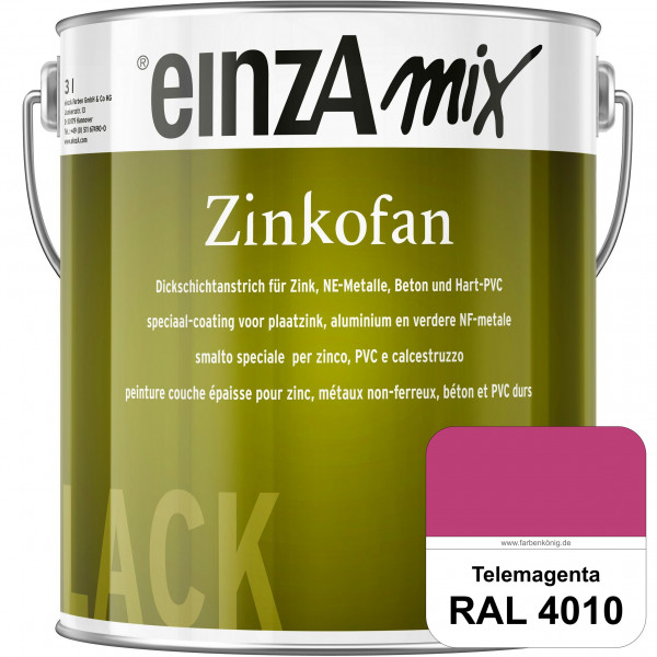 einzA Zinkofan (RAL 4010 Telemagenta) Hoch wetterbeständiges "Dickschicht-1-Topf-System"