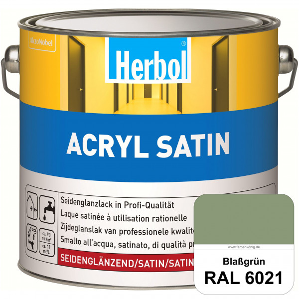 Acryl Satin (RAL 6021 Blassgrün) wasserverdünnbarer seidenglänzender Lack (Innen & Außen)