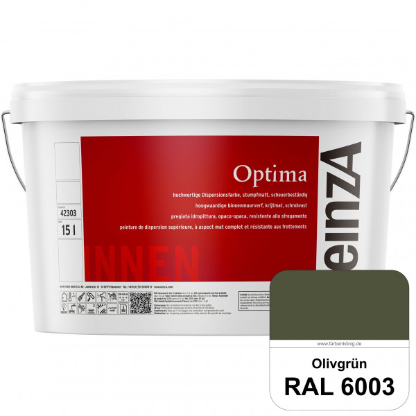 einzA Optima (RAL 6003 Olivgrün) Stumpfmatte Dispersionsfarbe für hochwertige Anstriche