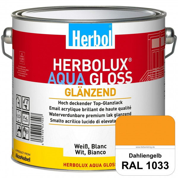Herbolux Aqua Gloss (RAL 1033 Dahliengelb) Wasserverdünnbarer Top-Glanzlack (Innen)