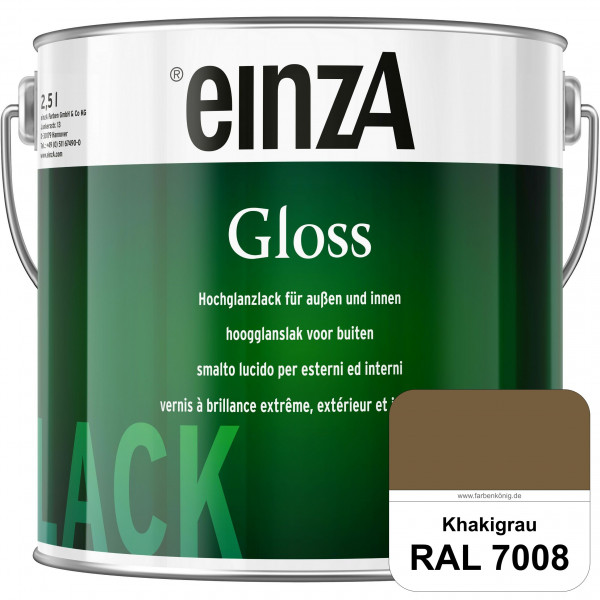 einzA Gloss (RAL 7008 Khakigrau) Hochwertiger Alkydharzlack in Premium-Qualität, hochglänzend.