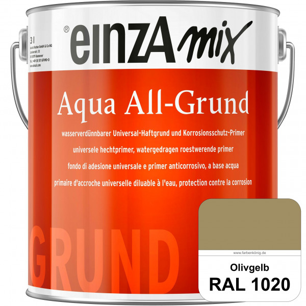 einzA Aqua All-Grund (RAL 1020 Olivgelb) Wasserverdünnbarer Haftgrund & Korrosionsschutz-Primer