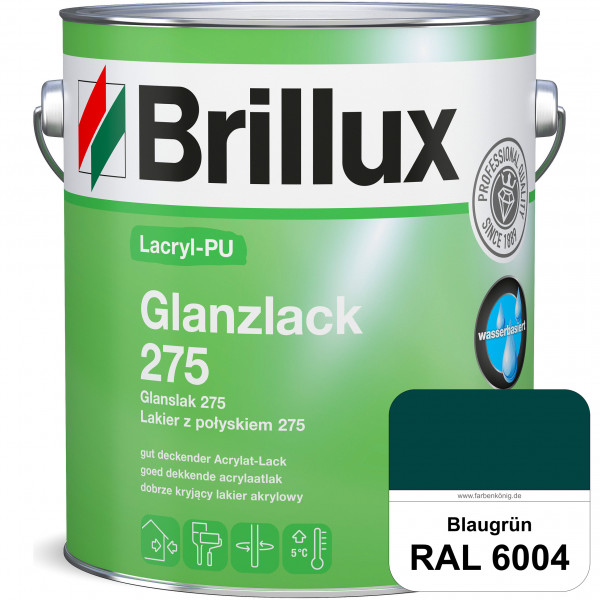 Lacryl-PU Glanzlack 275 (RAL 6004 Blaugrün) Glänzender Lack (wasserbasiert) für z. B. Holz, Zink, Al