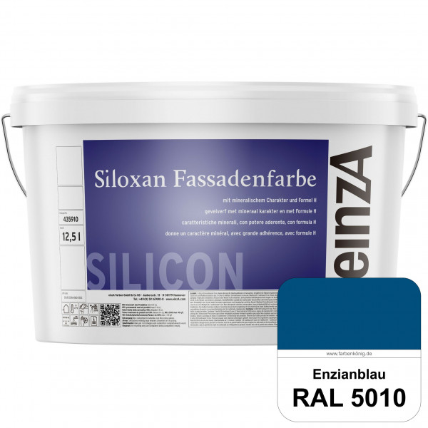 einzA Siloxan Fassadenfarbe (RAL 5010 Enzianblau) Siliconvergütete Fassadenfarbe