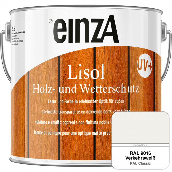 einzA Lisol Holz- und Wetterschutz Lasur und Farbe (RAL 9016 Verkehrsweiß)