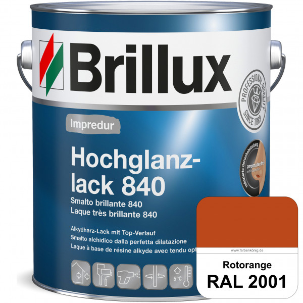 Impredur Hochglanzlack 840 (RAL 2001 Rotorange) für Holz- und Metallflächen (löselmittelhaltig) inne