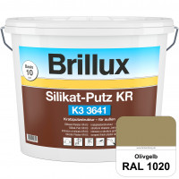 Silikat-Putz KR K3 3641 (RAL 1020 Olivgelb) Dekorativer Kratzputz auf Silikatbasis